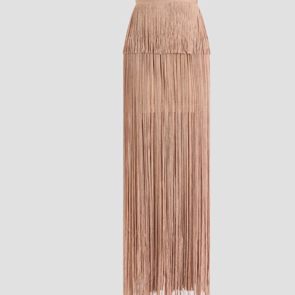 Herve Leger Tan Fringe Maxi Dress